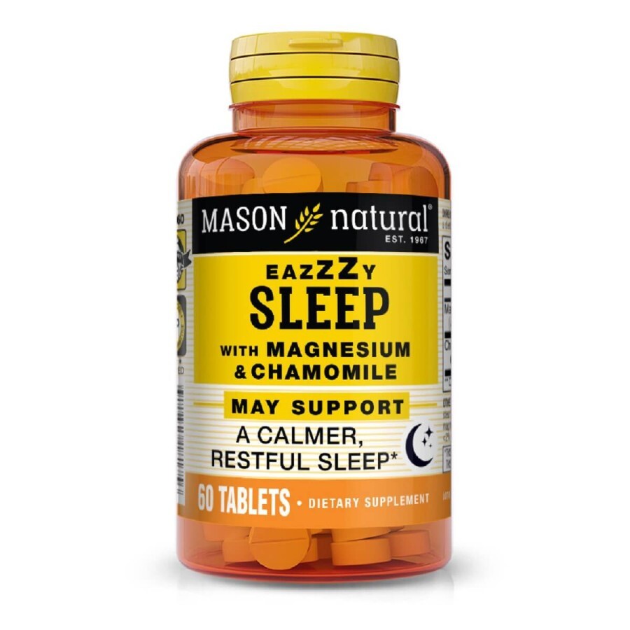 Легкий сон з магнієм та ромашкою, Eazy sleep with Magnesium & Chamomile, Mason Natural, 60 таблеток: ціни та характеристики