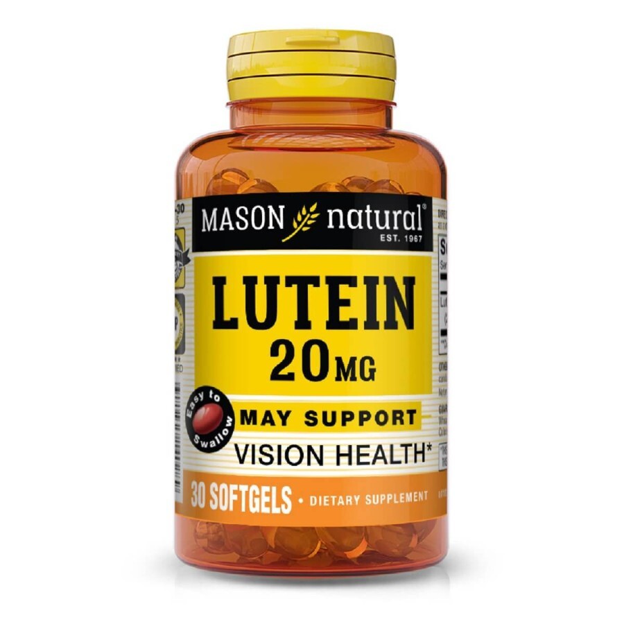 Лютеин 20мг, Lutein, Mason Natural, 30 гелевых капсул: цены и характеристики