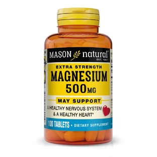 Магній 500мг, Magnesium Extra Strength, Mason Natural, 100 таблеток