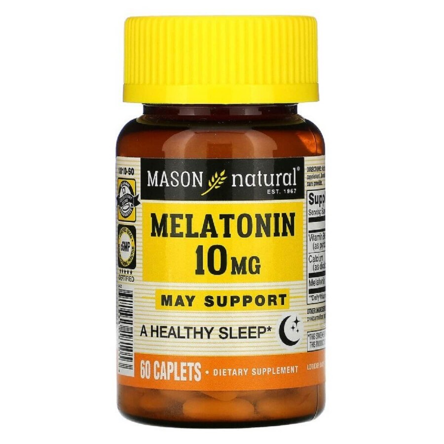 Мелатонин 10 мг, Melatonin, Mason Natural, 60 каплет: цены и характеристики