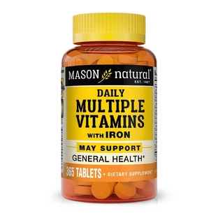 Мультивітаміни із залізом на кожен день, Daily Multiple Vitamins With Iron, Mason Natural, 365 таблеток