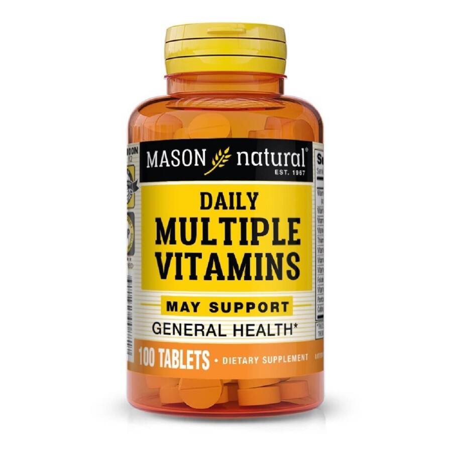 Мультивітаміни на кожен день, Daily Multiple Vitamins, Mason Natural, 100 таблеток: ціни та характеристики