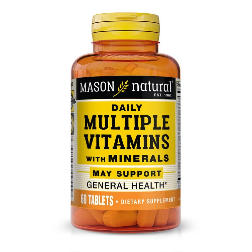 Мультивитамины и минералы на каждый день, Daily Multiple Vitamins With Minerals, Mason Natural, 60 таблеток: цены и характеристики