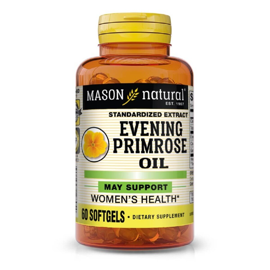 Олія примули вечірньої, Evening Primrose Oil, Mason Natural, 60 гелевих капсул: ціни та характеристики