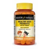 Пробіотик з клітковиною для дітей, Healthy Kids Probiotic With Fiber, Mason Natural, 60 жувальних таблеток