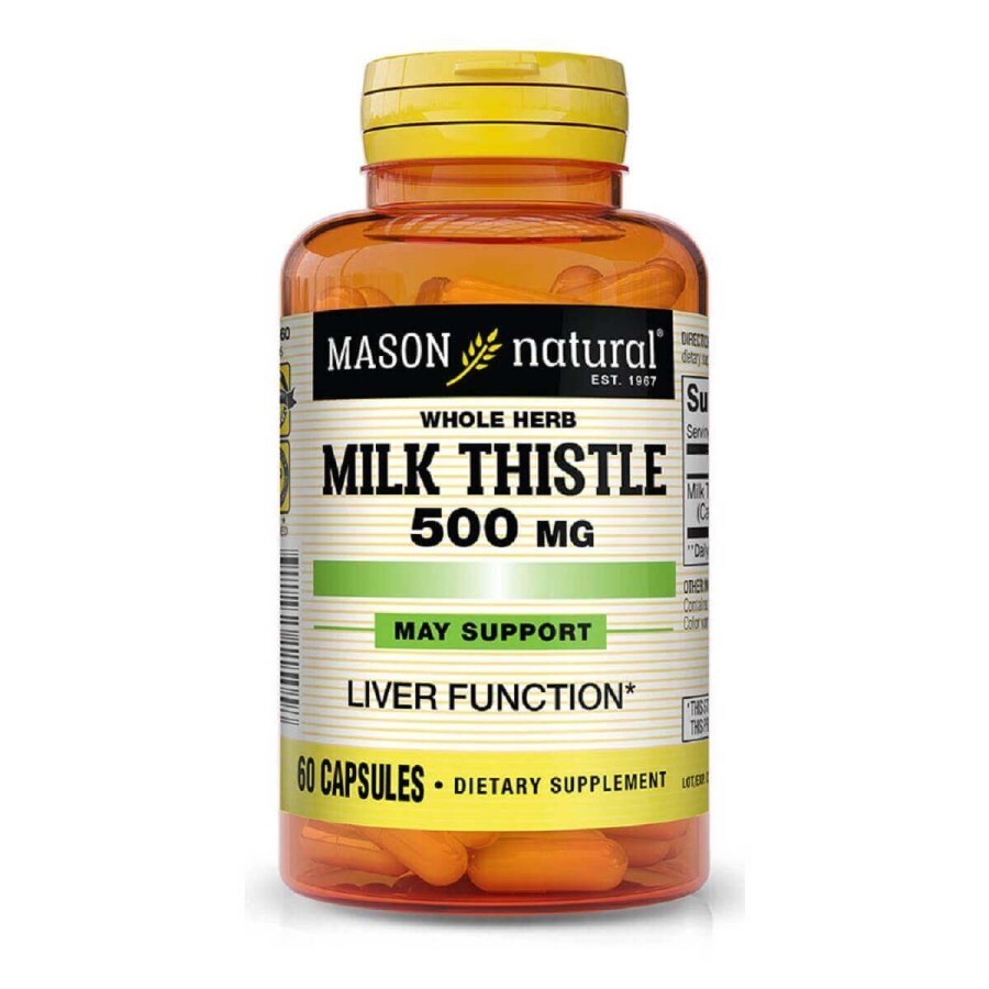 Розторопша 500мг, Milk Thistle, Mason Natural, 60 капсул: ціни та характеристики