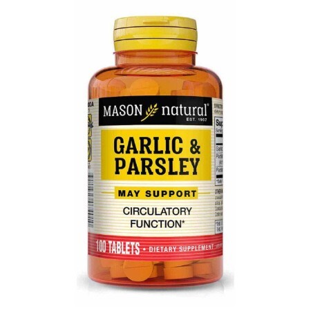 Чеснок и петрушка, Garlic & Parsley, Mason Natural, 100 таблеток