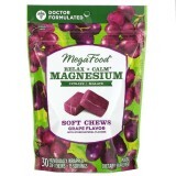 Успокаивающий Магний, вкус винограда, Relax + Calm Magnesium Soft Chews, Grape, MegaFood, 30 мягких жевательных конфет в индивидуальной упаковке