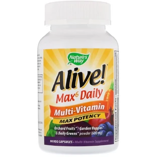 Мультивітаміни Max6, Alive! Max6 Daily, Multi-Vitamin, Nature's Way 90 капсул
