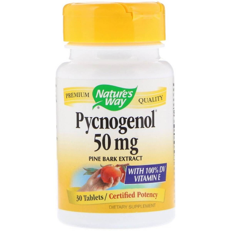 Пікногенол, Екстракт Сосновій Кори, Pycnogenol, Pine Bark Extract, Nature's Way, 50 мг, 30 таблеток: ціни та характеристики