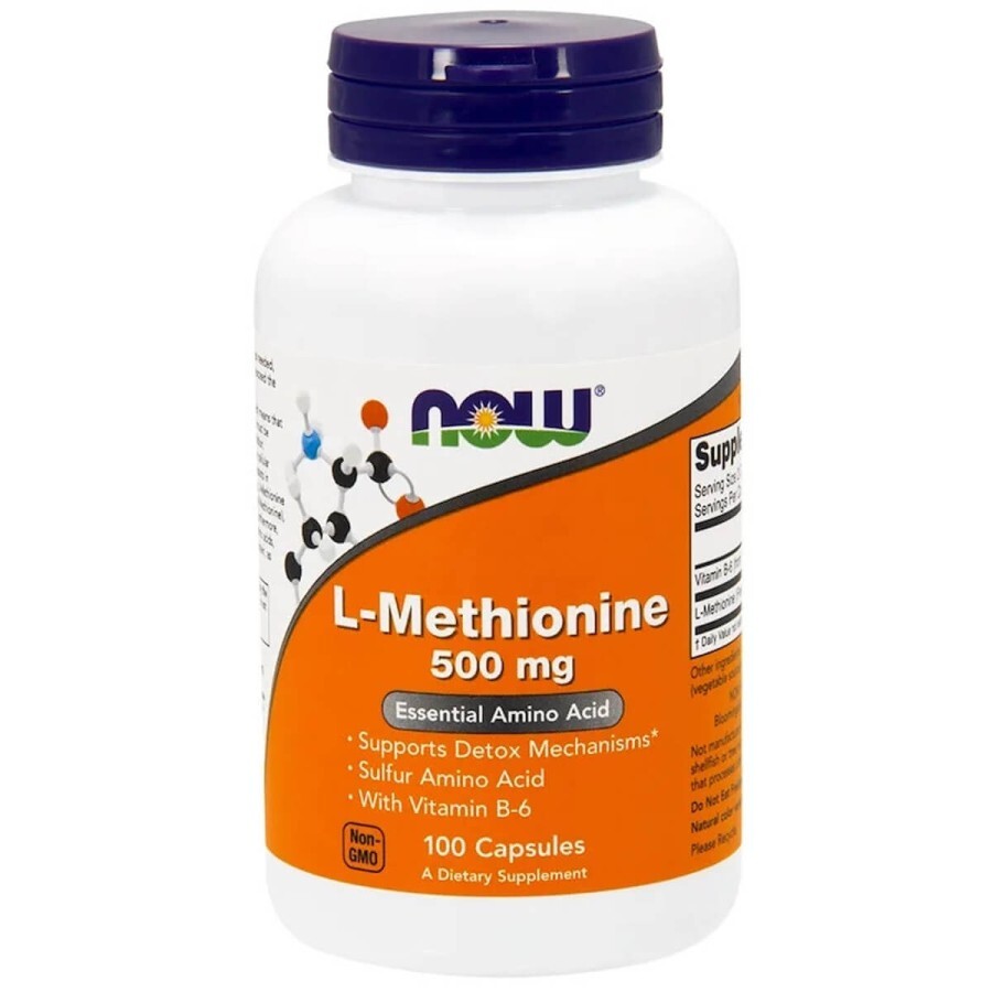 L-Метионин, L-Methionine, Now Foods, 500 мг, 100 капсул: цены и характеристики