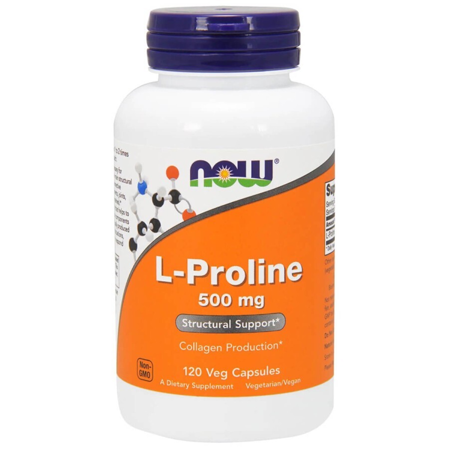L-Пролін, 500 мг, Now Foods, L-Proline, 120 рослинних капсул: ціни та характеристики