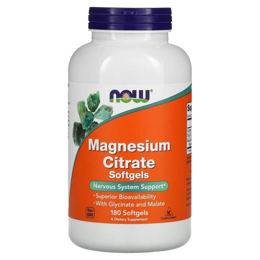 Магній Цитрат, Magnesium Citrate, Now Foods, 180 капсул: ціни та характеристики