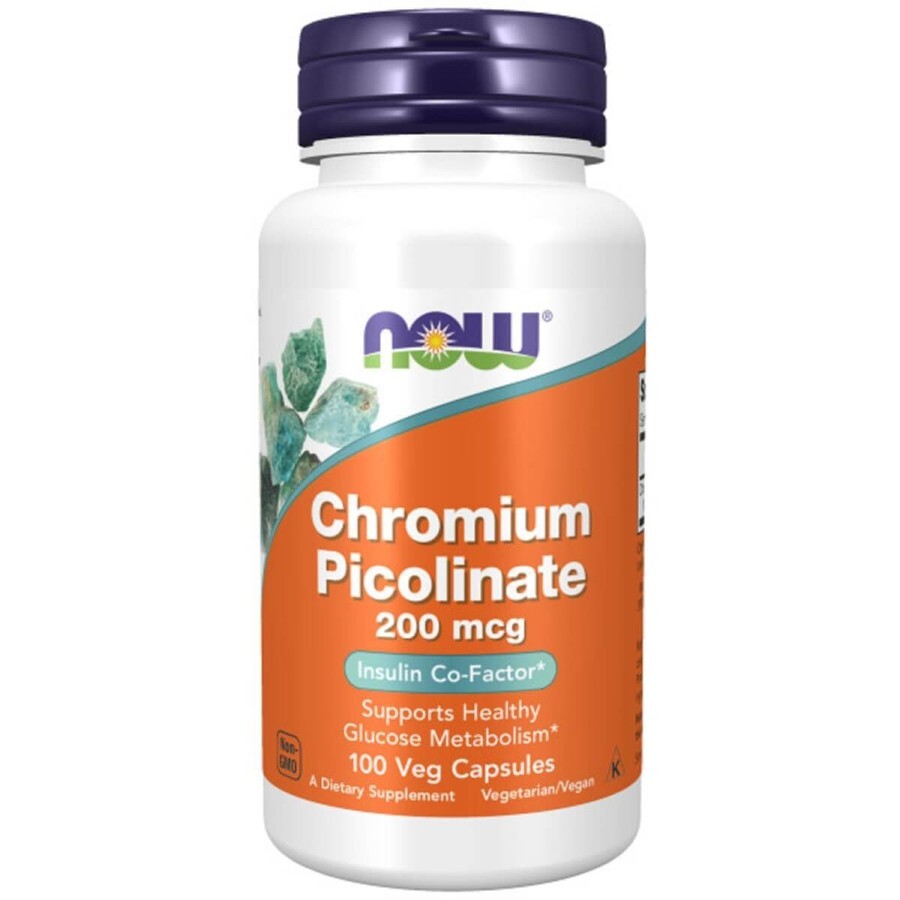 Пиколинат Хрома, 200 мкг, Chromium Picolinate, Now Foods, 100 вегетаріанських капсул: ціни та характеристики
