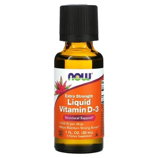 Рідкий Вітамін D3 підвищеної сили, 1000 МО, Liquid Vitamin D3, Extra Strength, Now Foods, 30 мл (1 рідка унція)