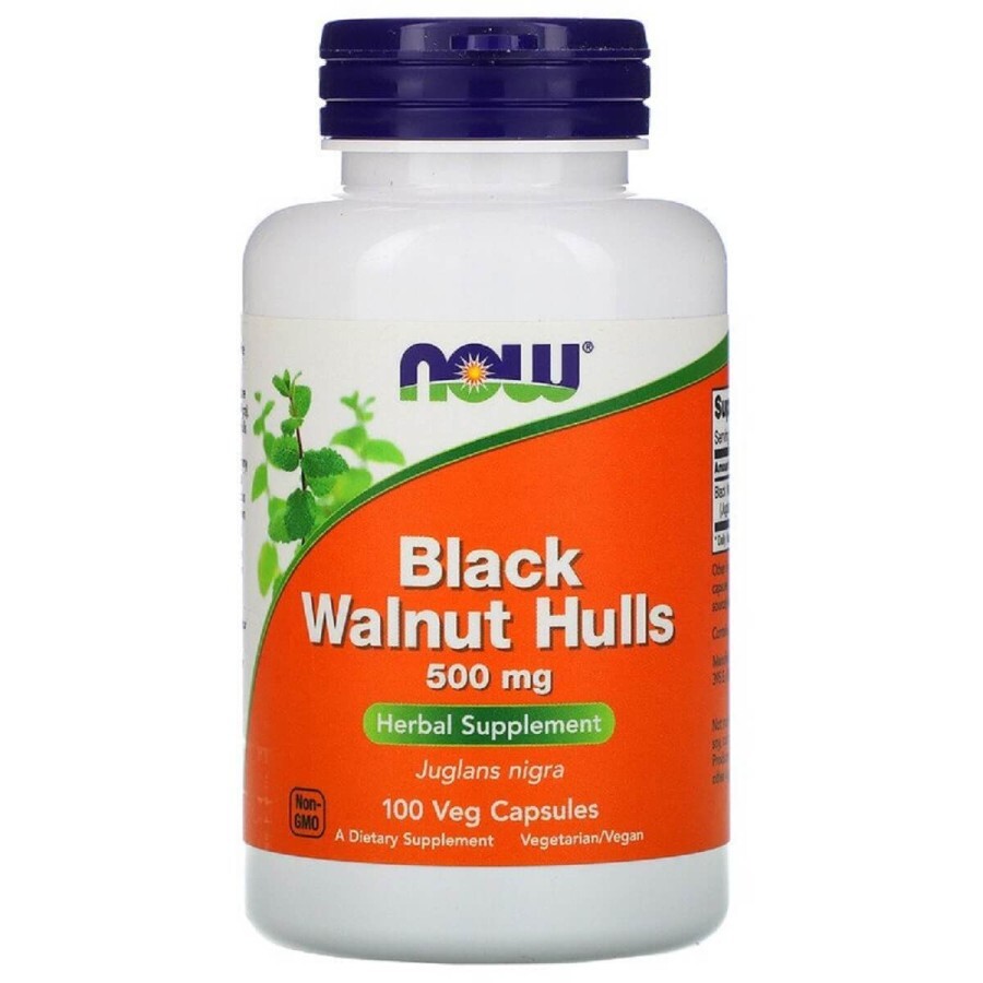 Чорний Горіх 500 мг, Black Walnut Hulls, Now Foods, 100 вегетаріанських капсул: ціни та характеристики
