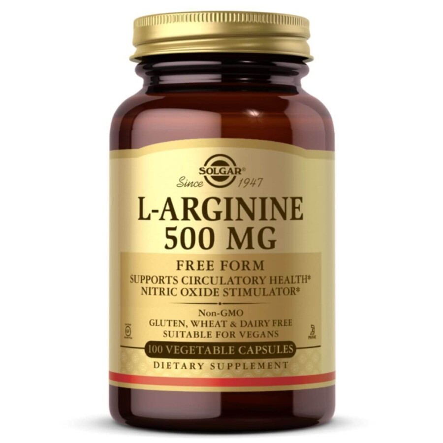 L-Аргінін 500 мг, L-Arginine, Solgar, 100 вегетаріанських капсул: ціни та характеристики
