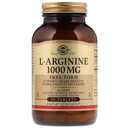 L-Аргинин, L-Arginine, Solgar, 1000 мг, 90 таблеток