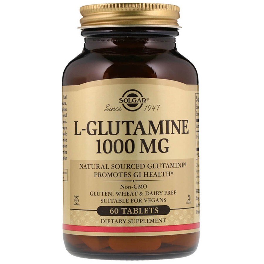 L-Глютамін, L-Glutamine, Solgar, 1000 мг, 60 таблеток: ціни та характеристики