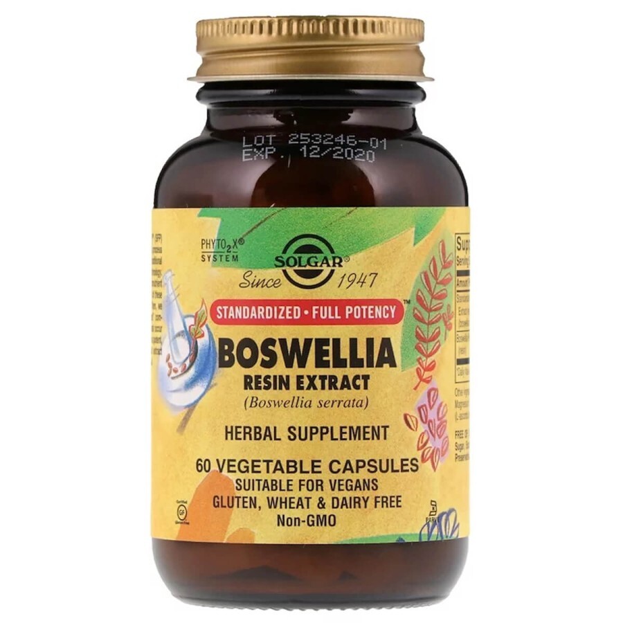 Босвелия Экстракт, Boswellia Resin Extract, Solgar, 60 вегетарианских капсул: цены и характеристики