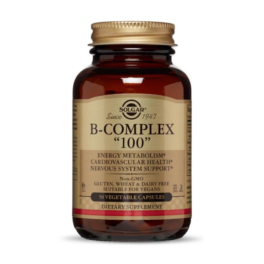 Вітаміни B-комплекс, B-Complex "100", Solgar, 50 вегетаріанських капсул: ціни та характеристики