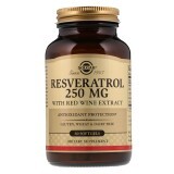 Ресвератрол с Экстрактом Красного Вина, 250мг, Resveratrol with red Wine Extract, Solgar, 60 капсул