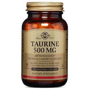 Таурин, Taurine, Solgar, 500 мг, 100 вегетаріанських капсул