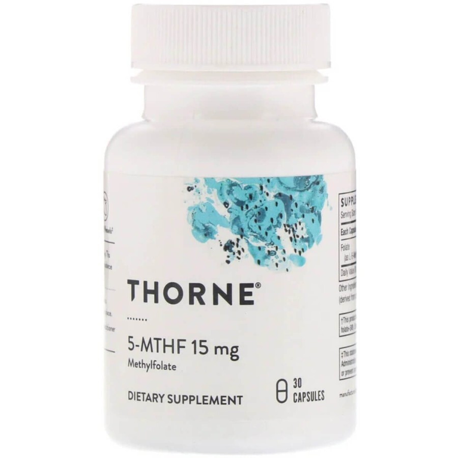 Фолієва кислота, Метілфолат, 5-MTHF, Thorne Research, 15 мг, 30 капсул: ціни та характеристики