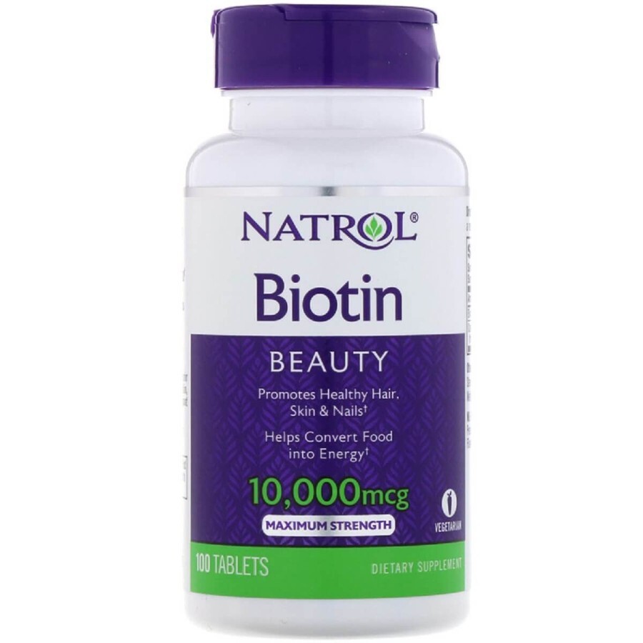 Біотин, Максимальна Дія, 10 000 мкг, Natrol, 100 таблеток: ціни та характеристики