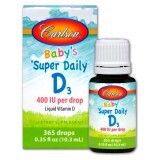 Витамин D3 для Малышей в Каплях, 400 МЕ, Baby's Super Daily D3, Carlson, 10.3 мл 