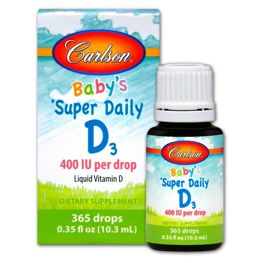 Вітамін D3 для Малюків у Краплях, 400 МО, Baby's Super Daily D3, Carlson, 10.3 мл: ціни та характеристики