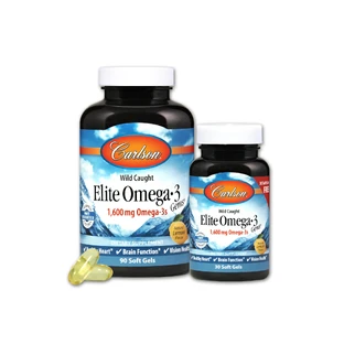 Омега-3, Вкус Лимона, Elite Omega-3 Gems, Carlson, 90+30 желатиновых капсул