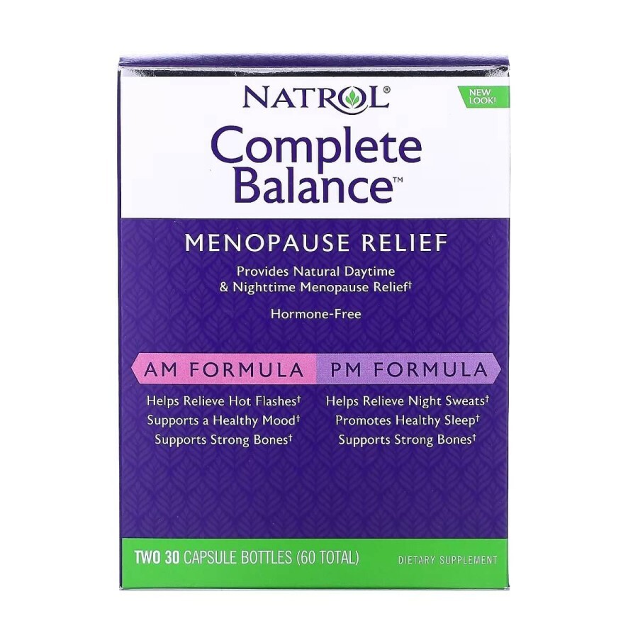Повний комплекс для полегшення Менопаузи, Complete Balance, Menopause Relief, Natrol, дві баночки по 30 капсул в кожній: ціни та характеристики