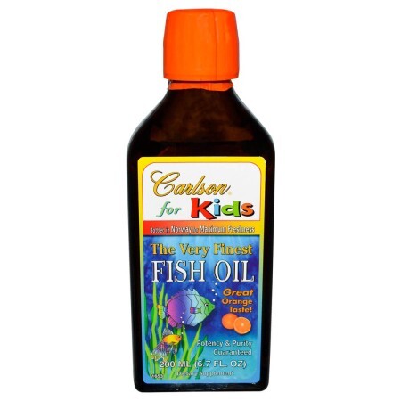 Риб'ячий Жир для Дітей зі Смаком Апельсина, The Very Finest Fish Oil for Kids, Carlson, 200 мл