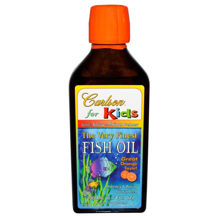 Риб'ячий Жир для Дітей зі Смаком Апельсина, The Very Finest Fish Oil for Kids, Carlson, 200 мл: ціни та характеристики