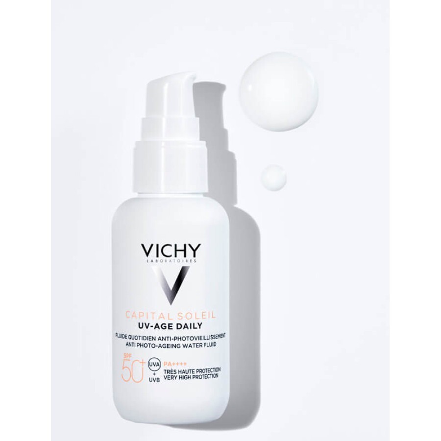 Сонцезахисний невагомий флюїд Vichy Capital Soleil UV-Age Daily проти ознак фотостаріння шкіри обличчя SPF 50+, 40 мл : ціни та характеристики