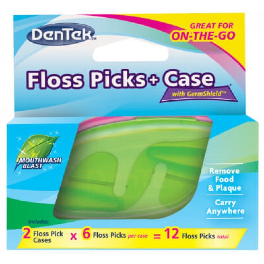 Флосс-зубочистки DenTek 12 шт. + футляр: цены и характеристики