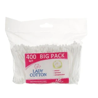 Ватные палочки Lady Cotton в полиэтиленовом пакете, 400 шт.