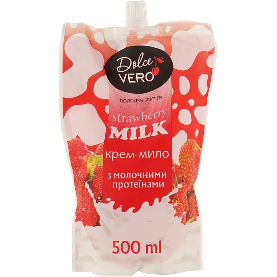 Жидкое мыло Dolce Vero Strawberry Milk с молочными протеинами дой-пак 500 мл: цены и характеристики