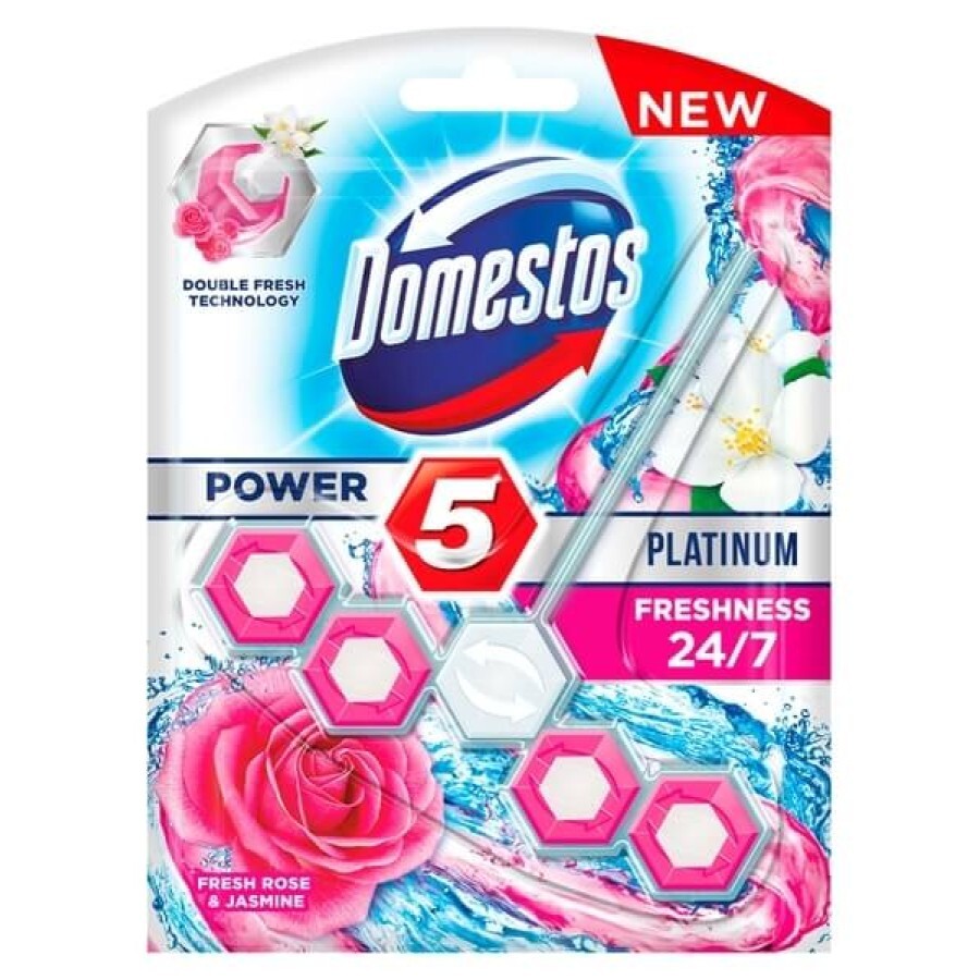 Туалетний блок Domestos Power 5 Троянда та Жасмин 55 г: ціни та характеристики