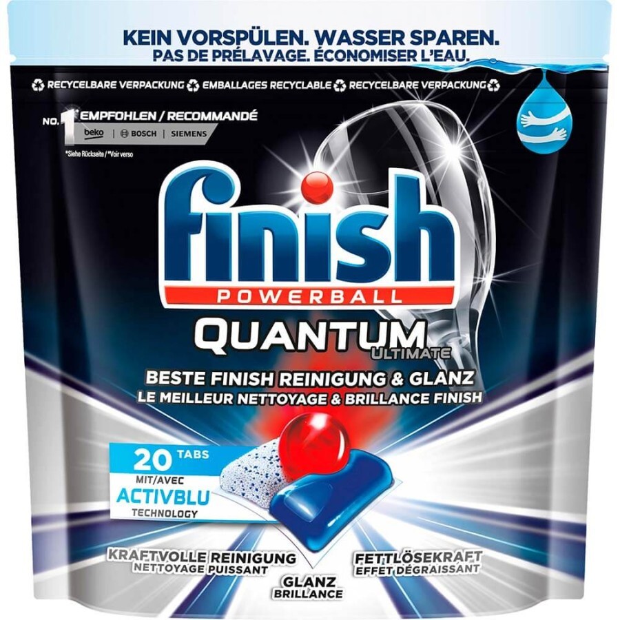 Таблетки для посудомийних машин Finish Quantum Ultimate 20 шт: ціни та характеристики