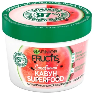 Маска для волосся Garnier Fructis Superfood Соковитий Кавун для тонкого волосся 390 мл
