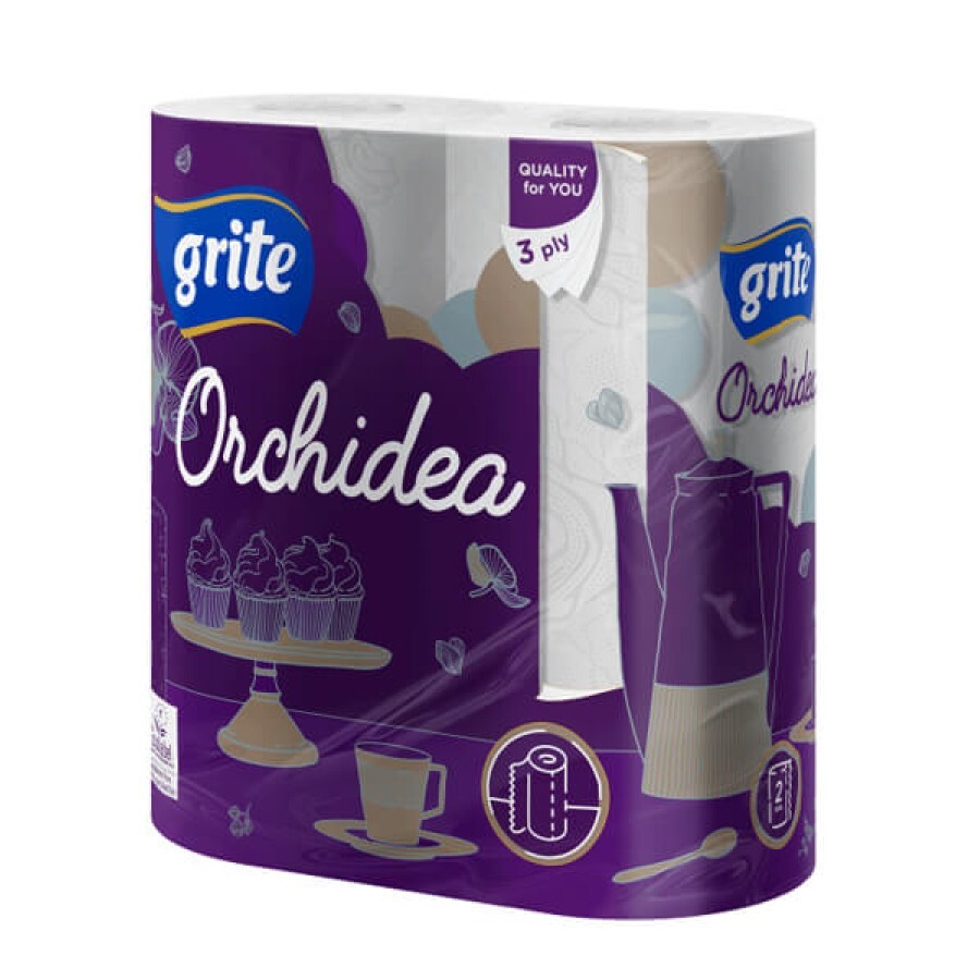 Бумажные полотенца Grite Orchidea 3 слоя 2 рулона: цены и характеристики