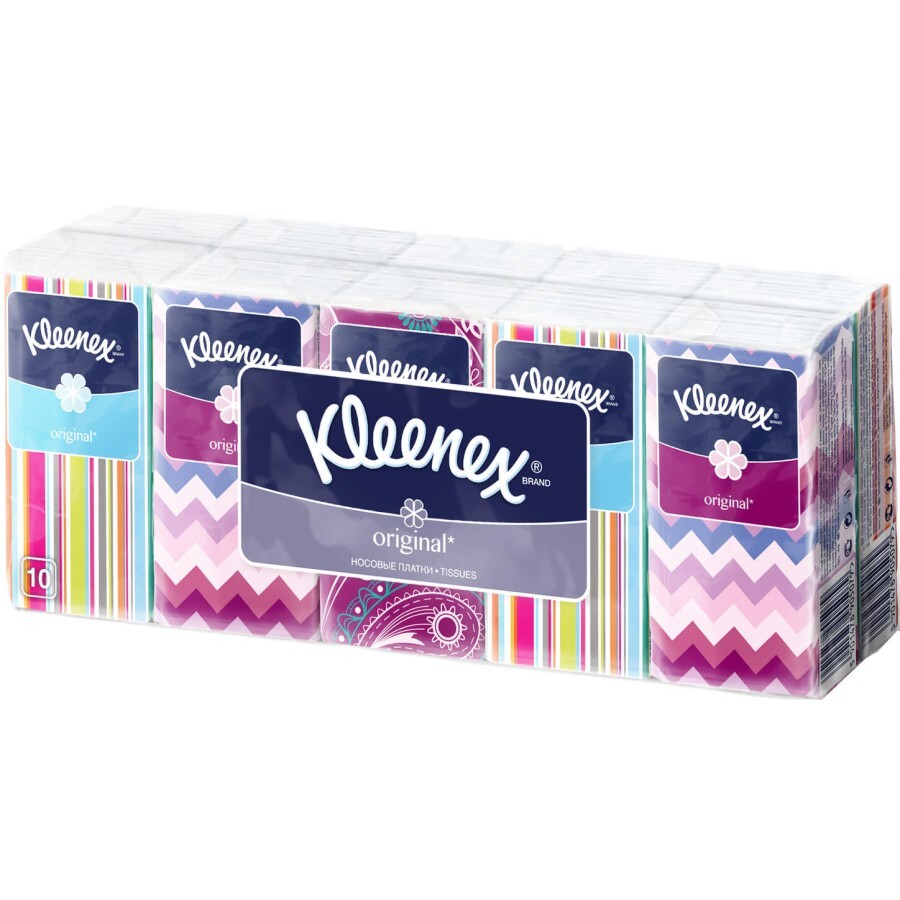 Серветки косметичні Kleenex Original двошарові 10 пачок по 10 шт. : ціни та характеристики