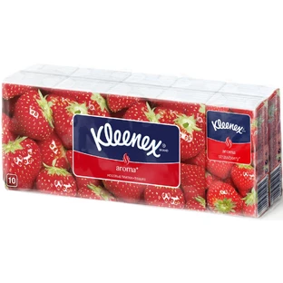 Салфетки косметические Kleenex Aroma с ароматом клубники двухслойные 10 пачек по 10 шт.