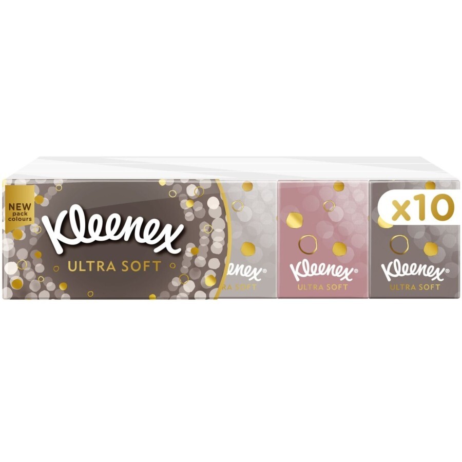 Серветки косметичні Kleenex Ultra Soft Mini чотирьохшарові 10 пачок по 7 шт.: ціни та характеристики