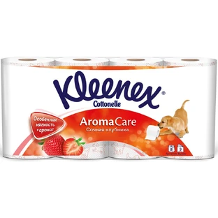 Туалетная бумага Kleenex Cottonelle Aroma Care Клубника 155 отрывов 3 слоя 8 рулонов