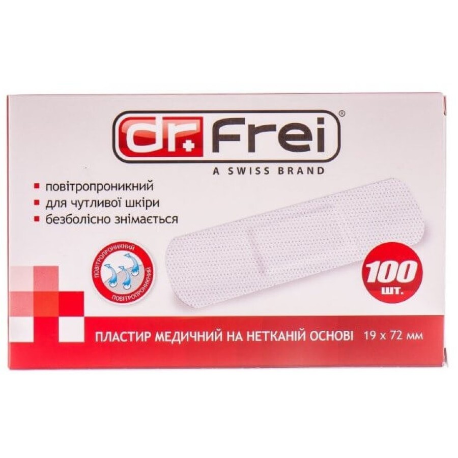 Пластир медичний Dr.Frei на нетканій основі 19*72 мм, 100 шт: ціни та характеристики