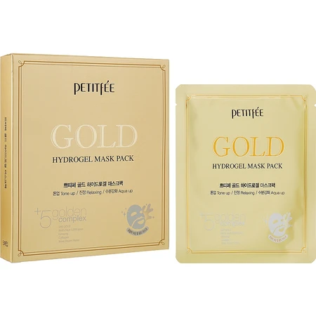 Гідрогелева маска Petitfee & Koelf Gold Hydrogel Mask Pack для обличчя із золотим комплексом +5, № 5: ціни та характеристики