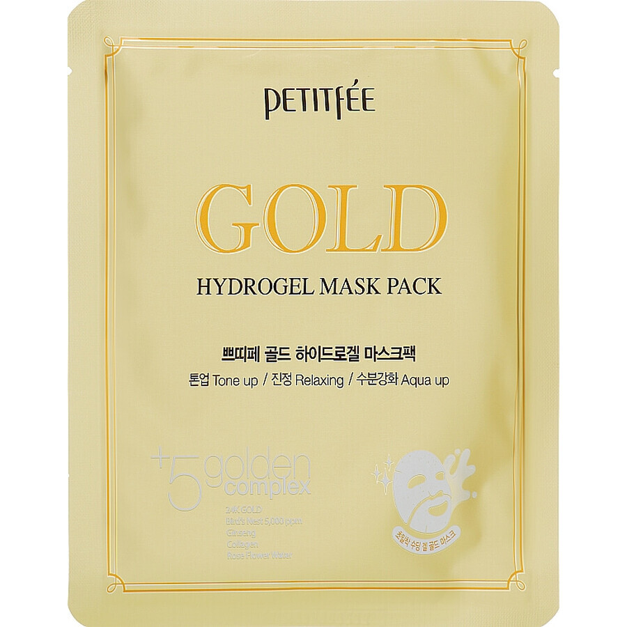 Гідрогелева маска Petitfee & Koelf Gold Hydrogel Mask Pack для обличчя із золотим комплексом +5, № 5: ціни та характеристики
